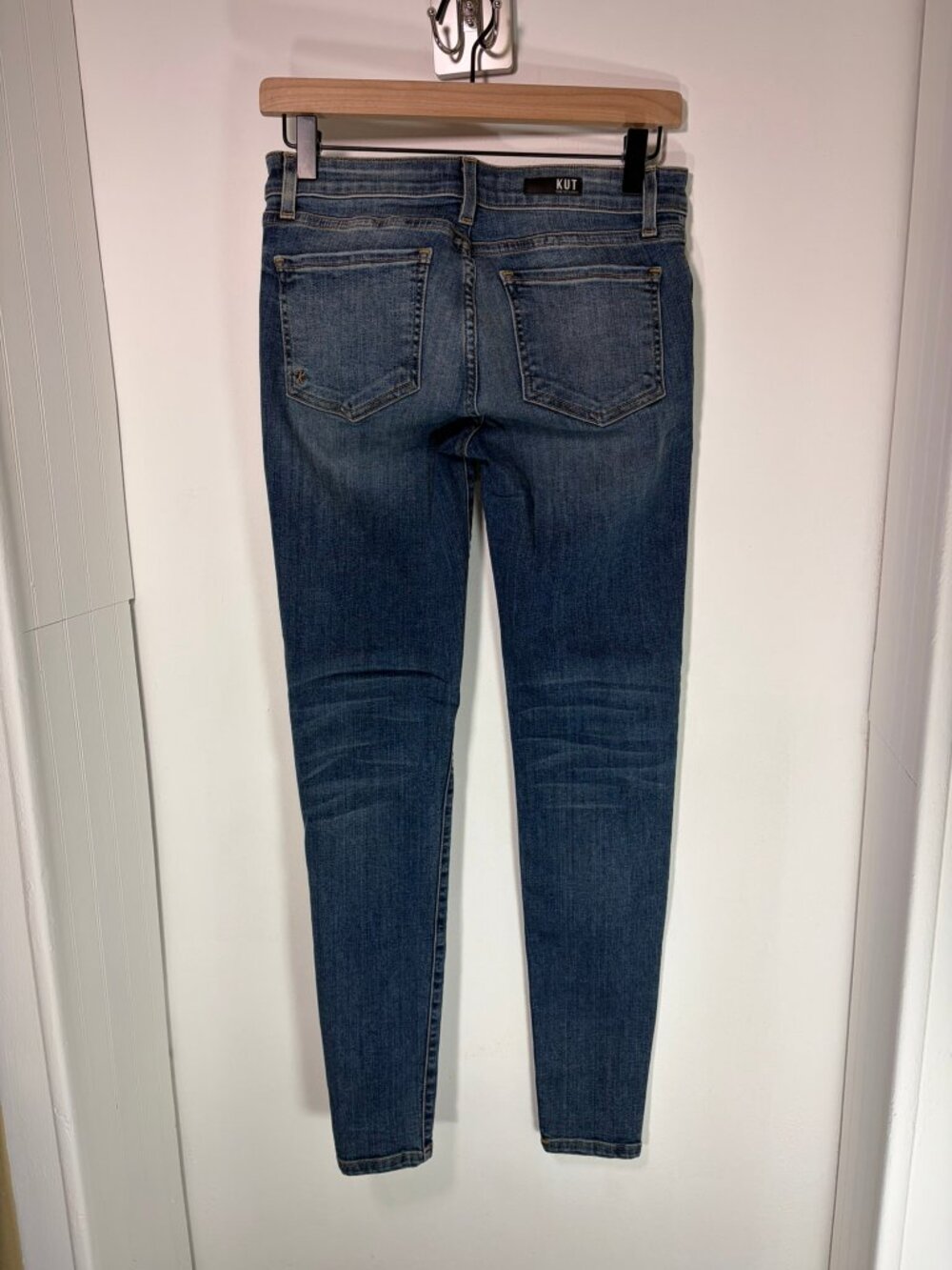 Kut from the Kloth Mia Toothpick Skinny Jeans Women's 0 Distressed Mid Wash USA - Picture 3 of 10